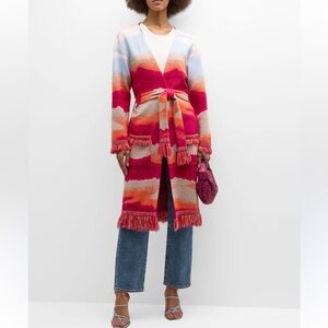 Paola Bernardi Janaina Fringe Belted Duater Cardigan size medium NWT